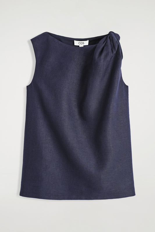 Twisted-Detail Linen Top