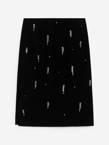 Rhinestone-Detail Midi Skirt