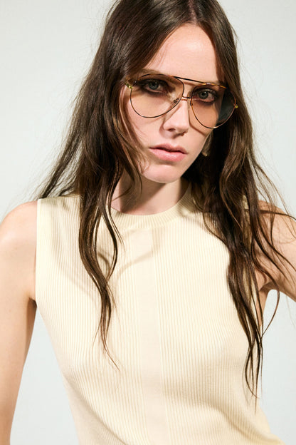 Wire-Frame Aviator Sunglasses