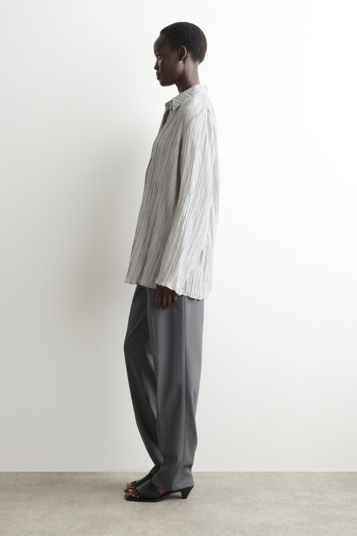 Rounded Textured-Silk Shirt