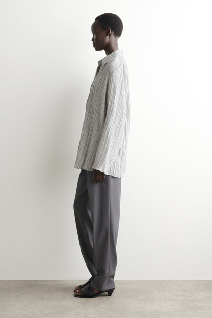 Rounded Textured-Silk Shirt