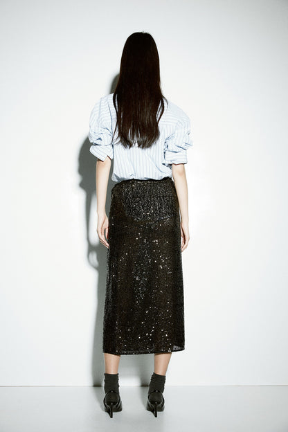 Sequined wrap skirt