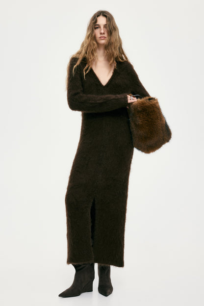 Open-back mohair-blend dress