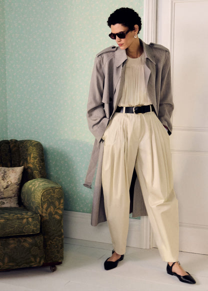 Wool Tie-Belt Trench Coat