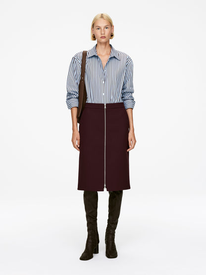 Wool-Blend Zip Skirt
