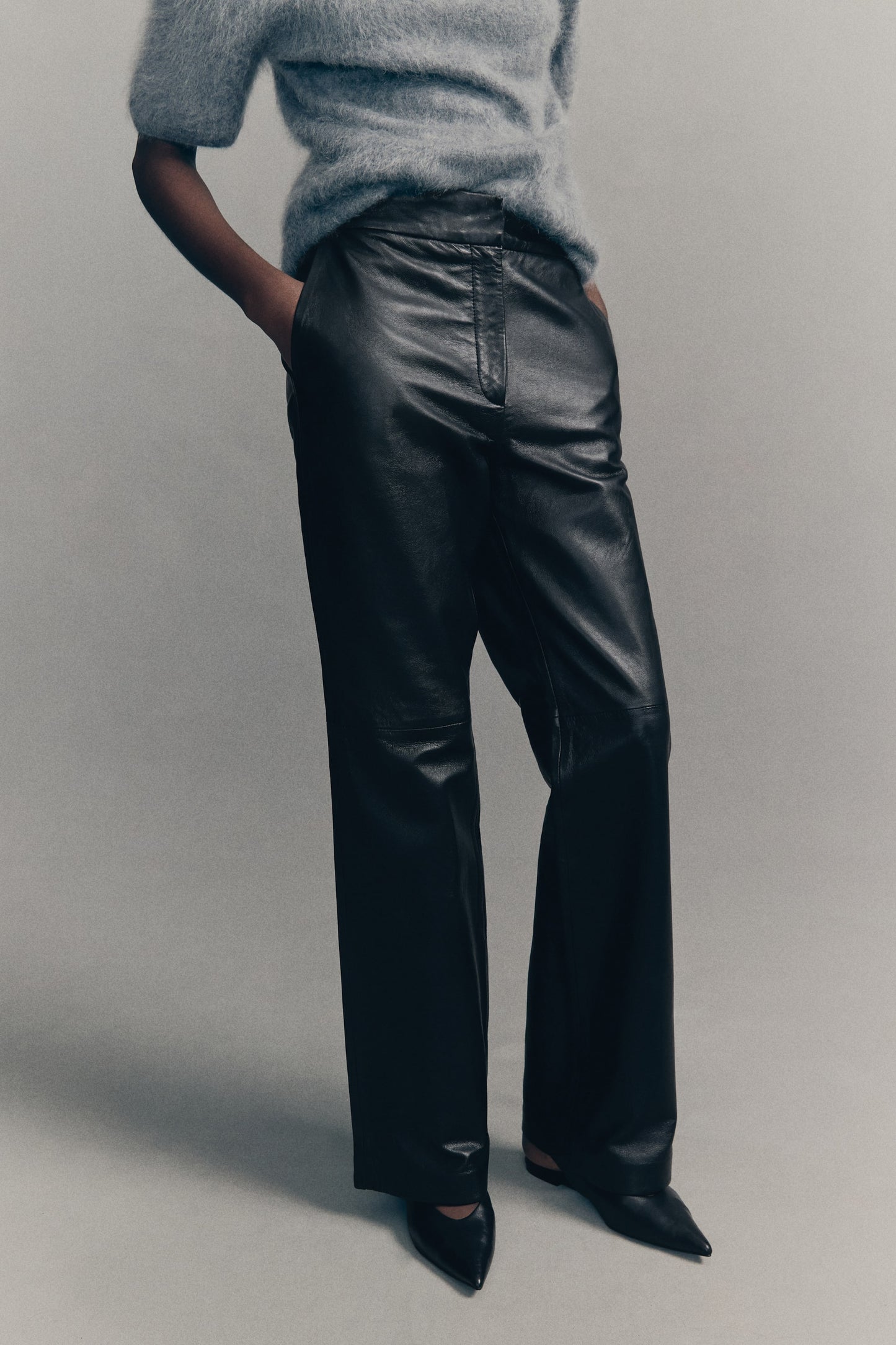 Bootcut leather trousers