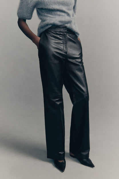 Bootcut leather trousers