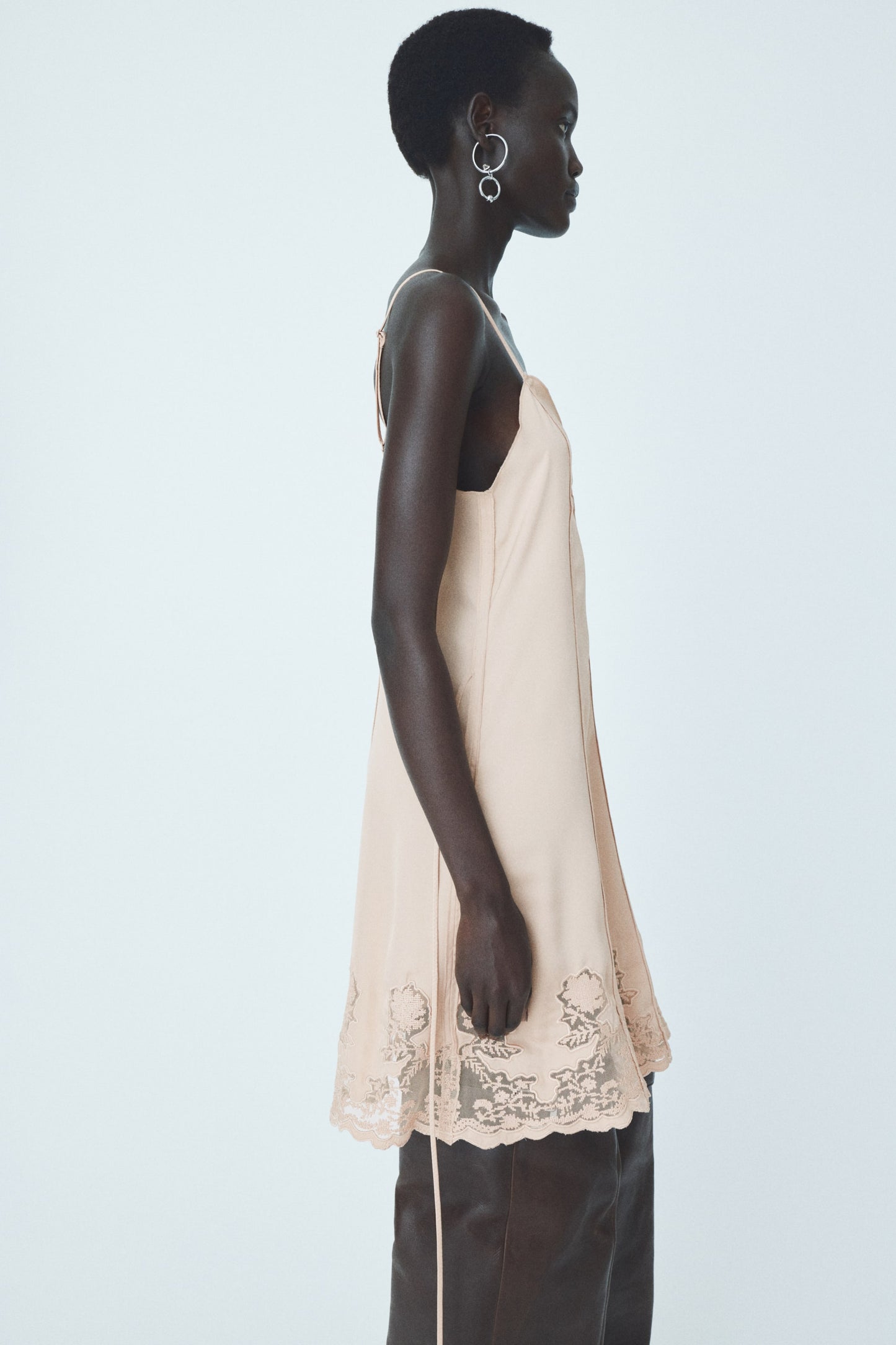 Lace-inset satin dress