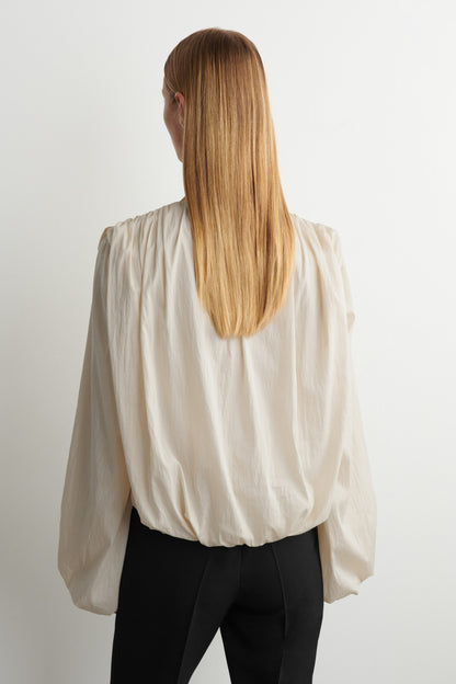 Gathered Wrap-Over Blouse