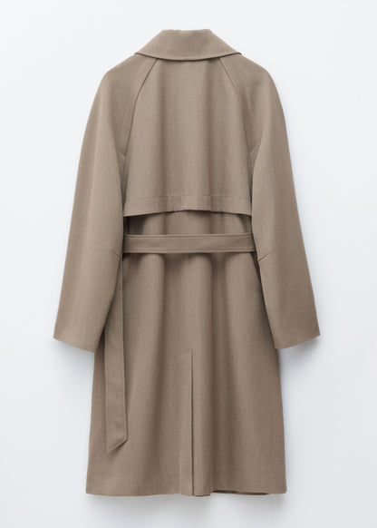 Tie-Belt Wool Trench Coat