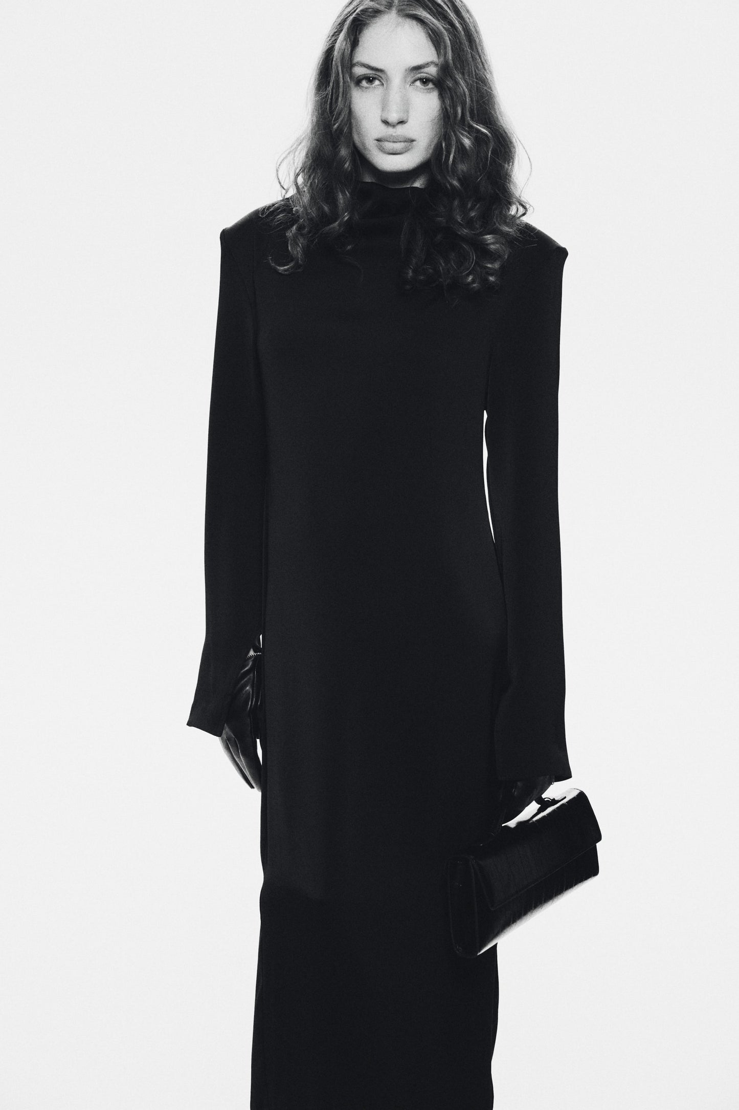 Cowl-neck satin dress