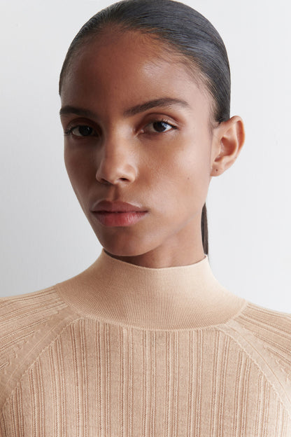 Sheer Ribbed-Knit Top