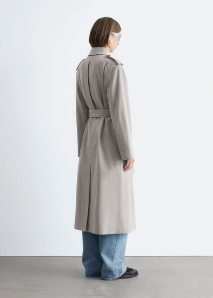 Wool Tie-Belt Trench Coat