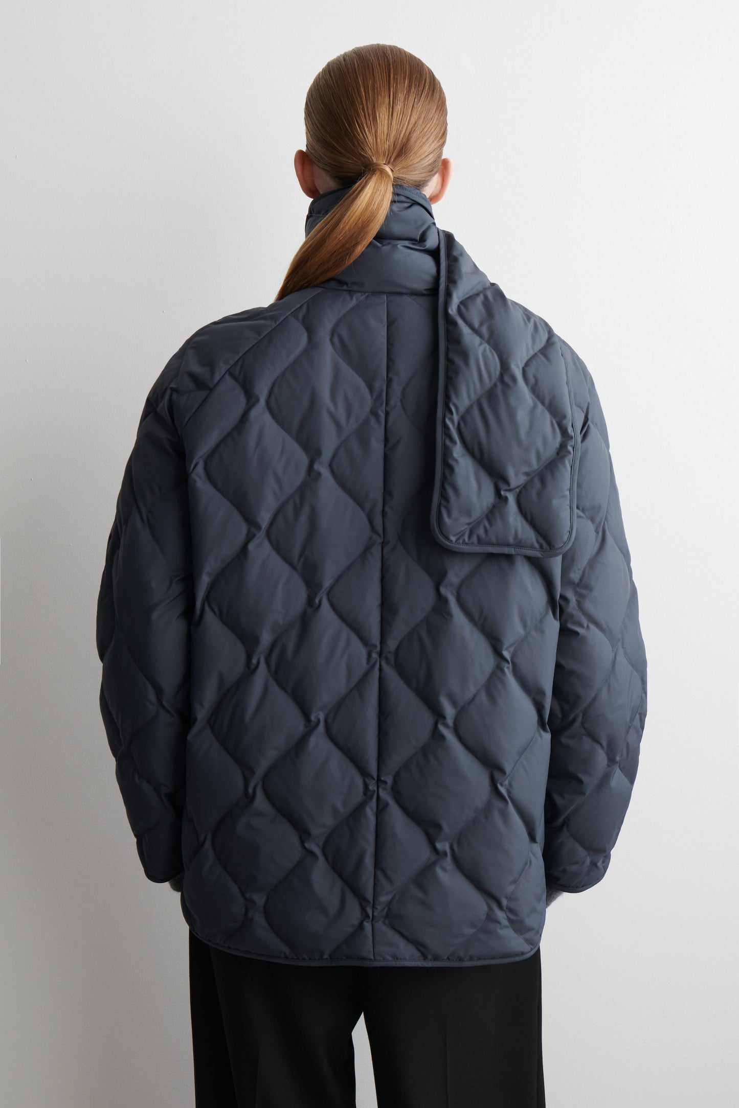 Scarf Detail Quilted Liner Jacket