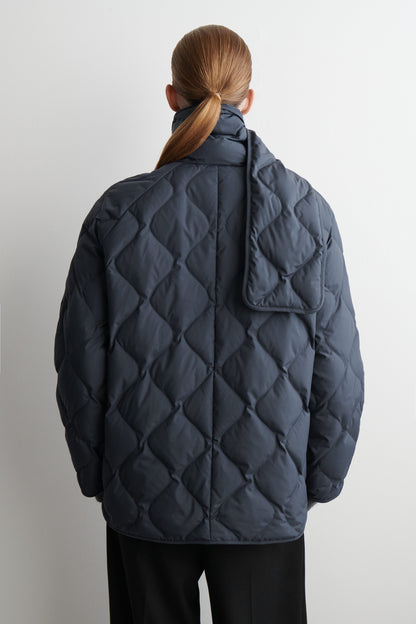 Scarf Detail Quilted Liner Jacket