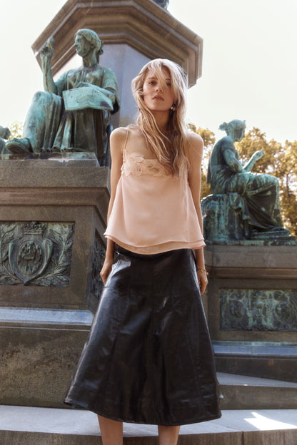 Lace-trimmed strappy top