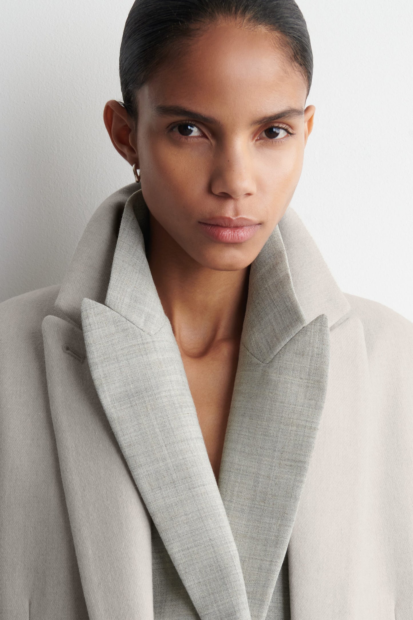 Tailored wool-twill long coat