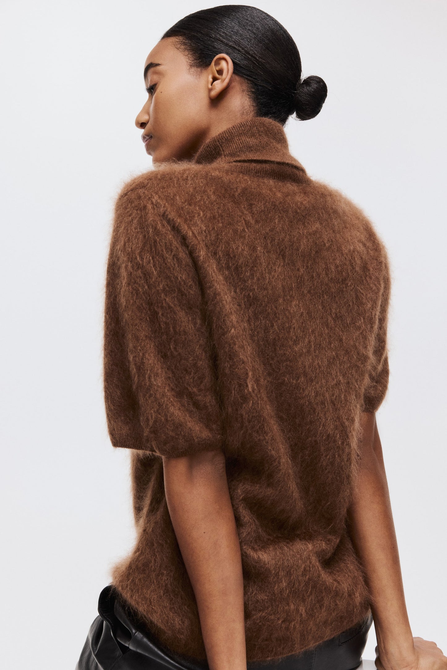 Brushed cashmere polo-neck top