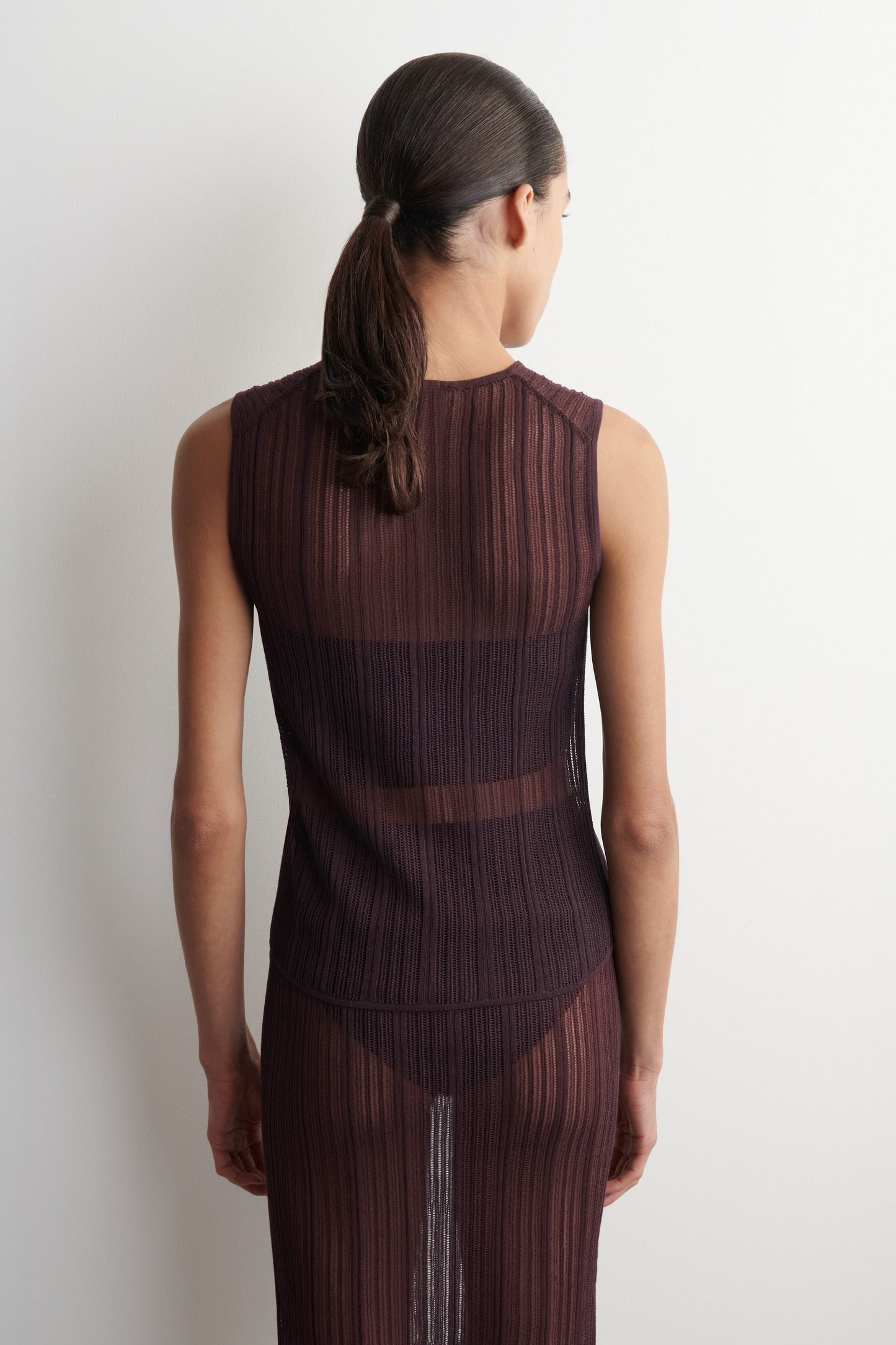 Sheer Lace-Knit Tank Top
