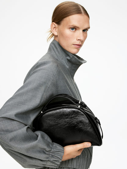 Lacquered Leather Crossbody Bag