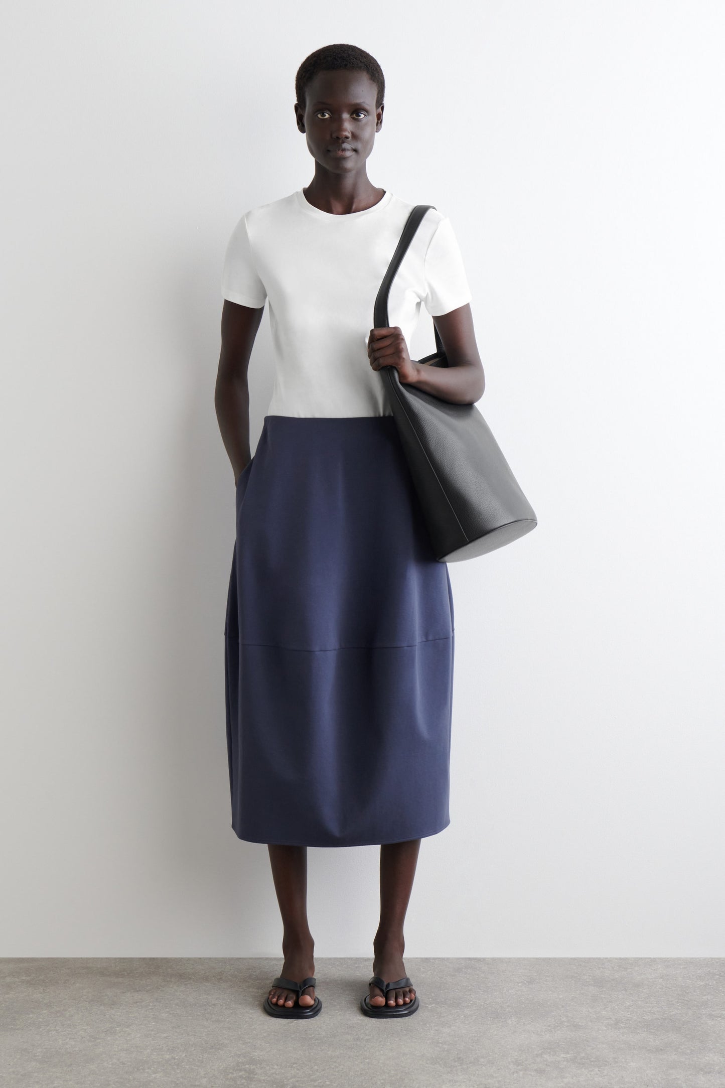 Rounded Cotton Midi Skirt
