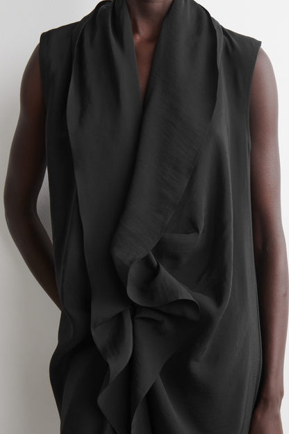 Ruffled draped midi dress