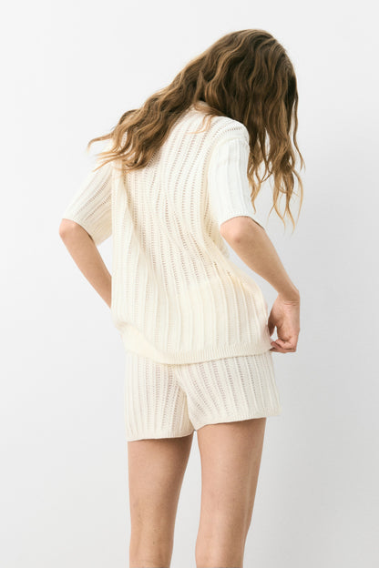Crochet-look cardigan