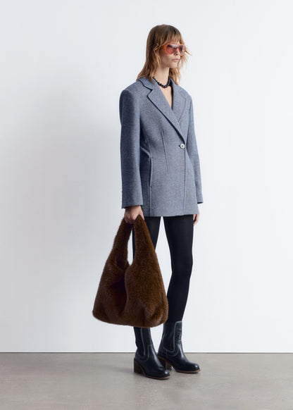 Fitted Shoulder-Pad Blazer