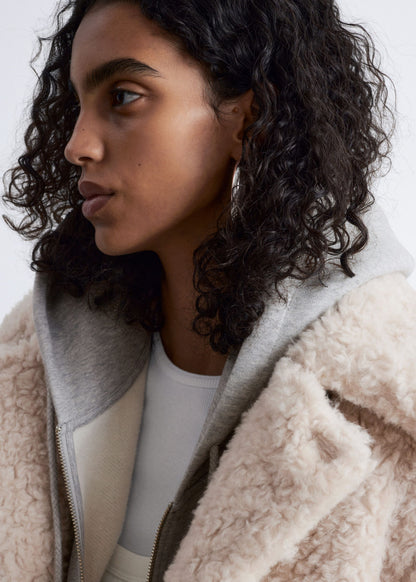 Wool-Blend Faux-Fur Jacket