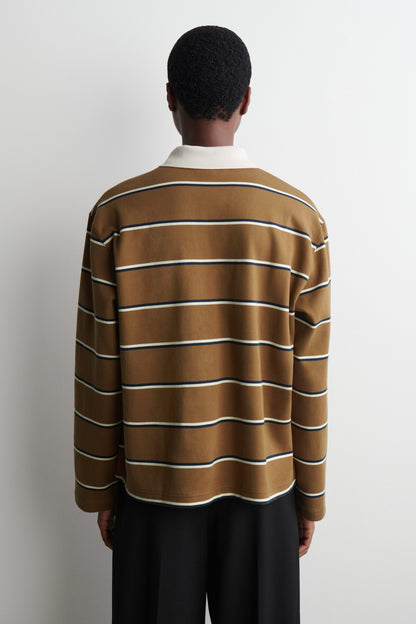 Striped Long-Sleeved Polo Shirt