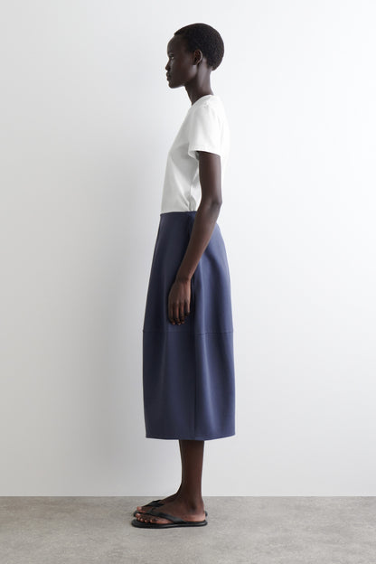 Rounded Cotton Midi Skirt
