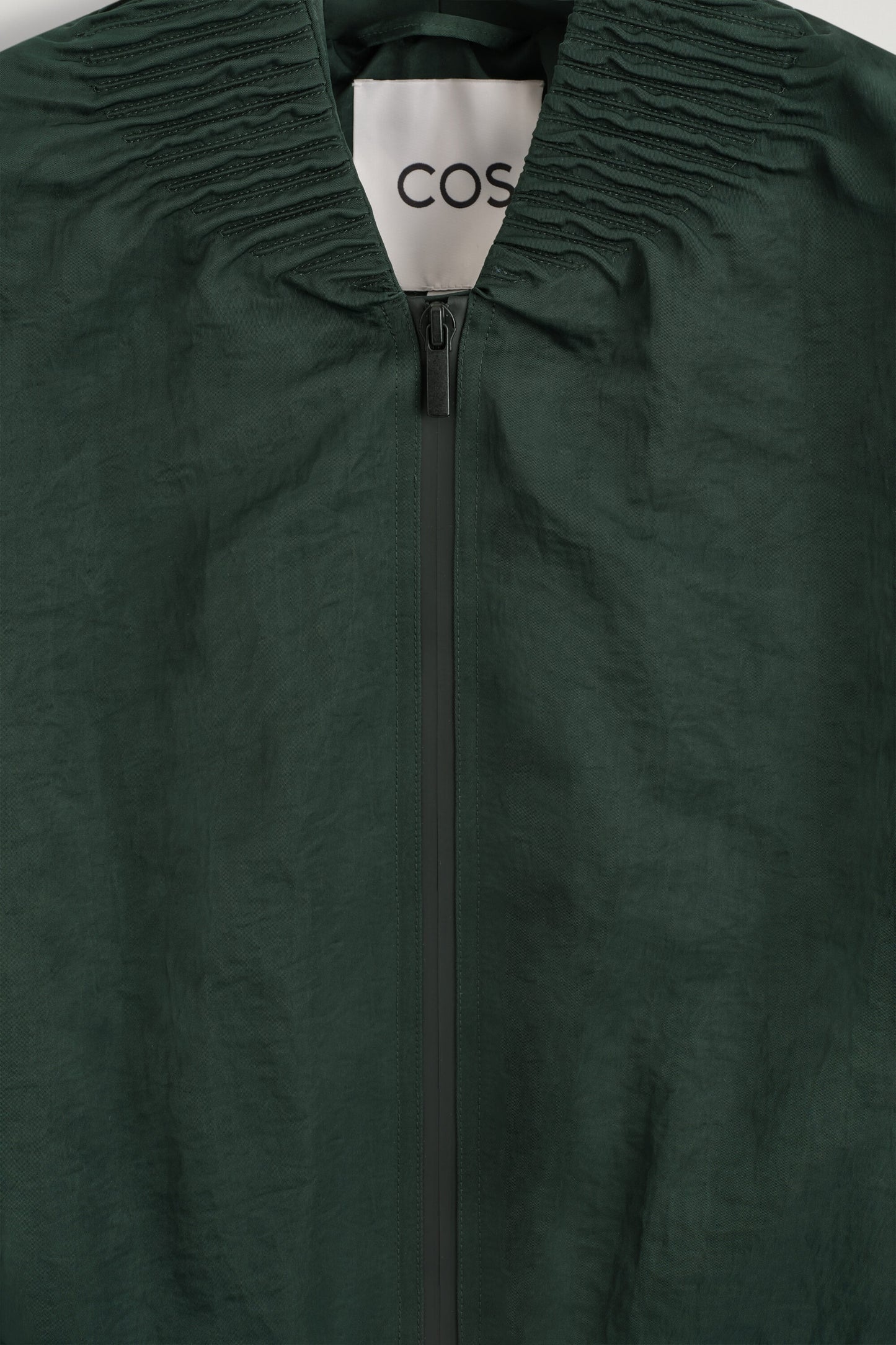 Gathered nylon bomber jacket