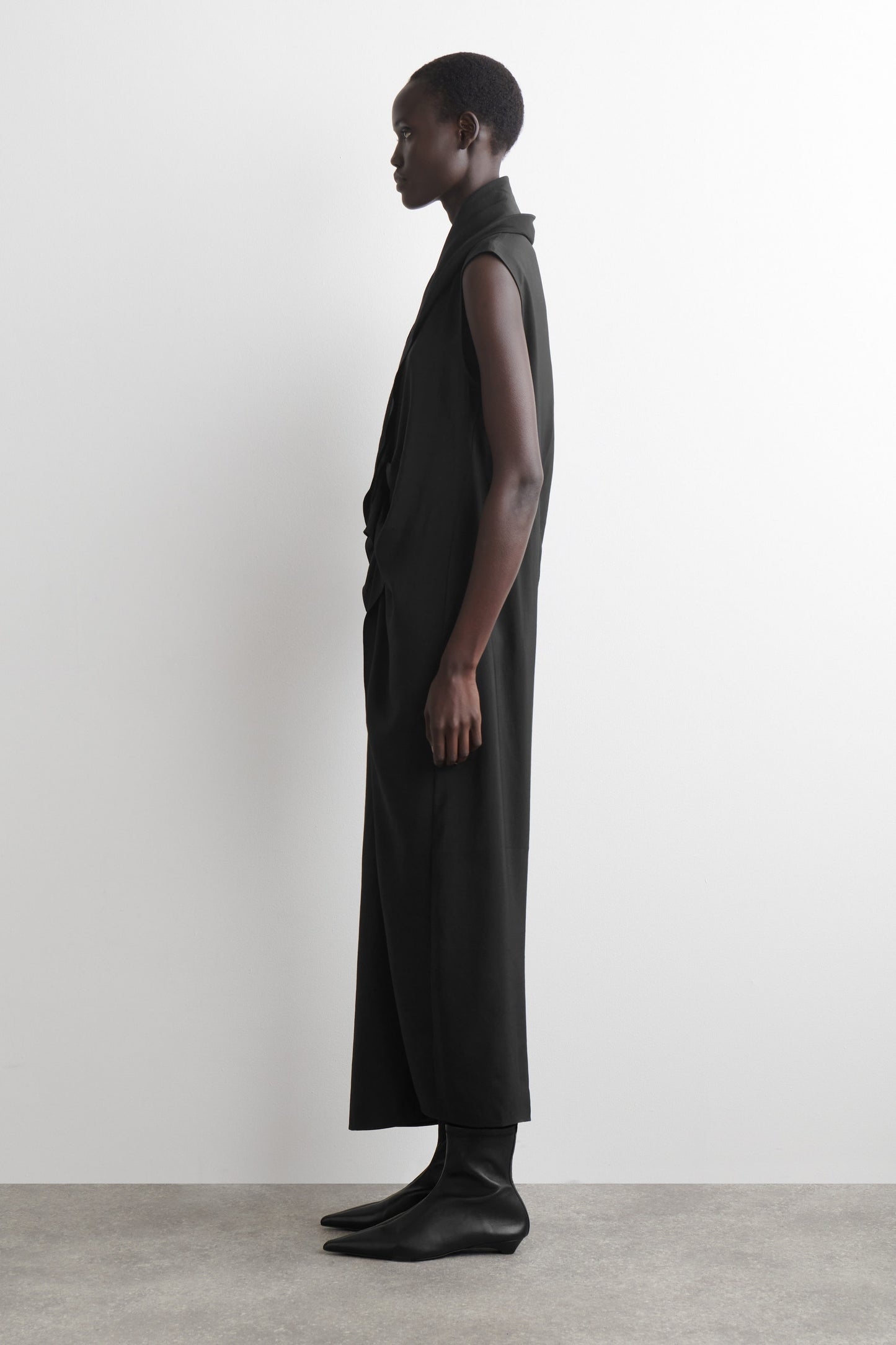 Ruffled draped midi dress