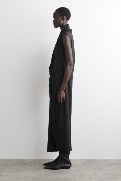 Ruffled draped midi dress