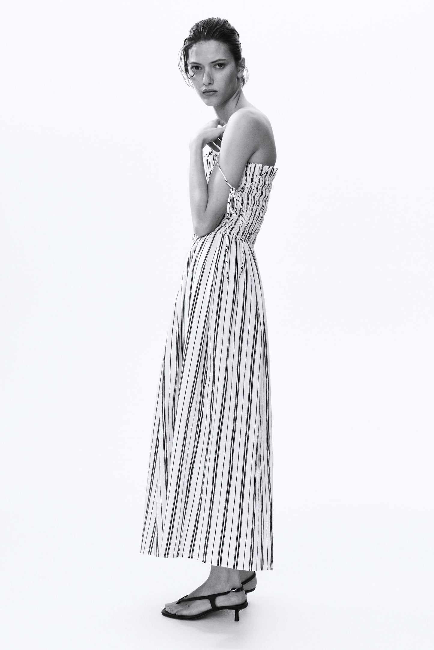 Smocked-bodice tie-strap dress