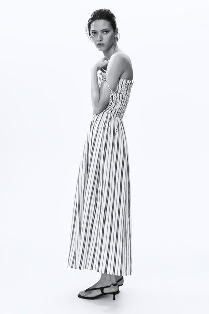 Smocked-bodice tie-strap dress