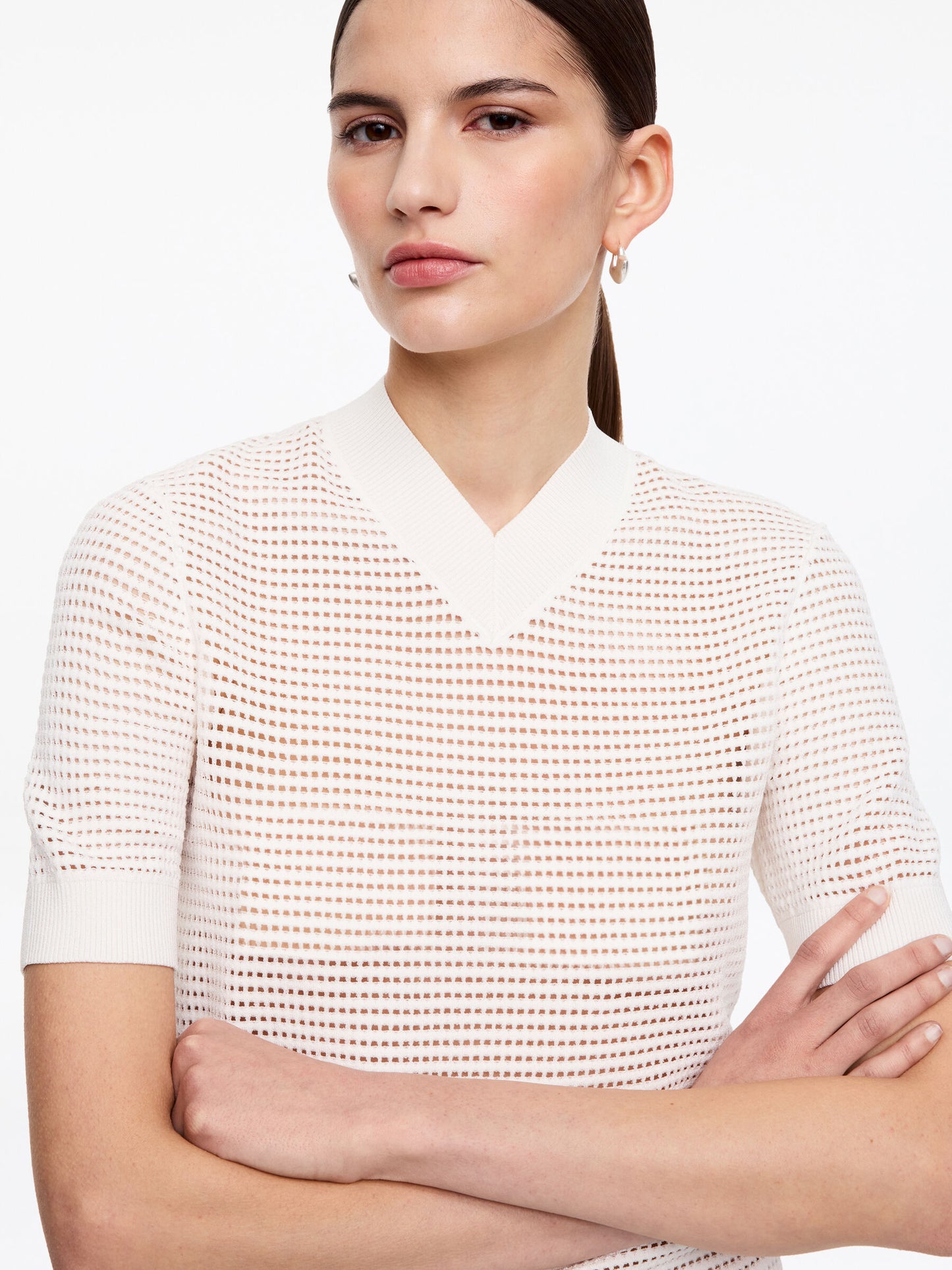 Pointelle V-Neck Top