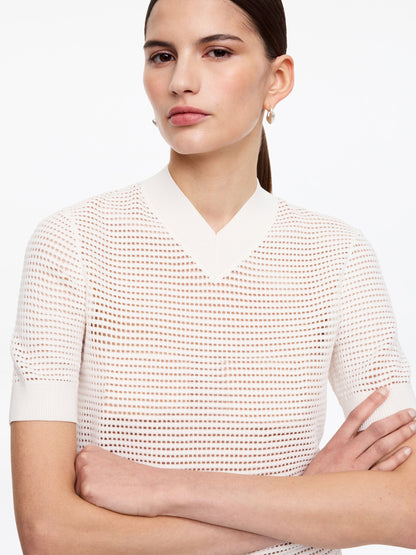 Pointelle V-Neck Top