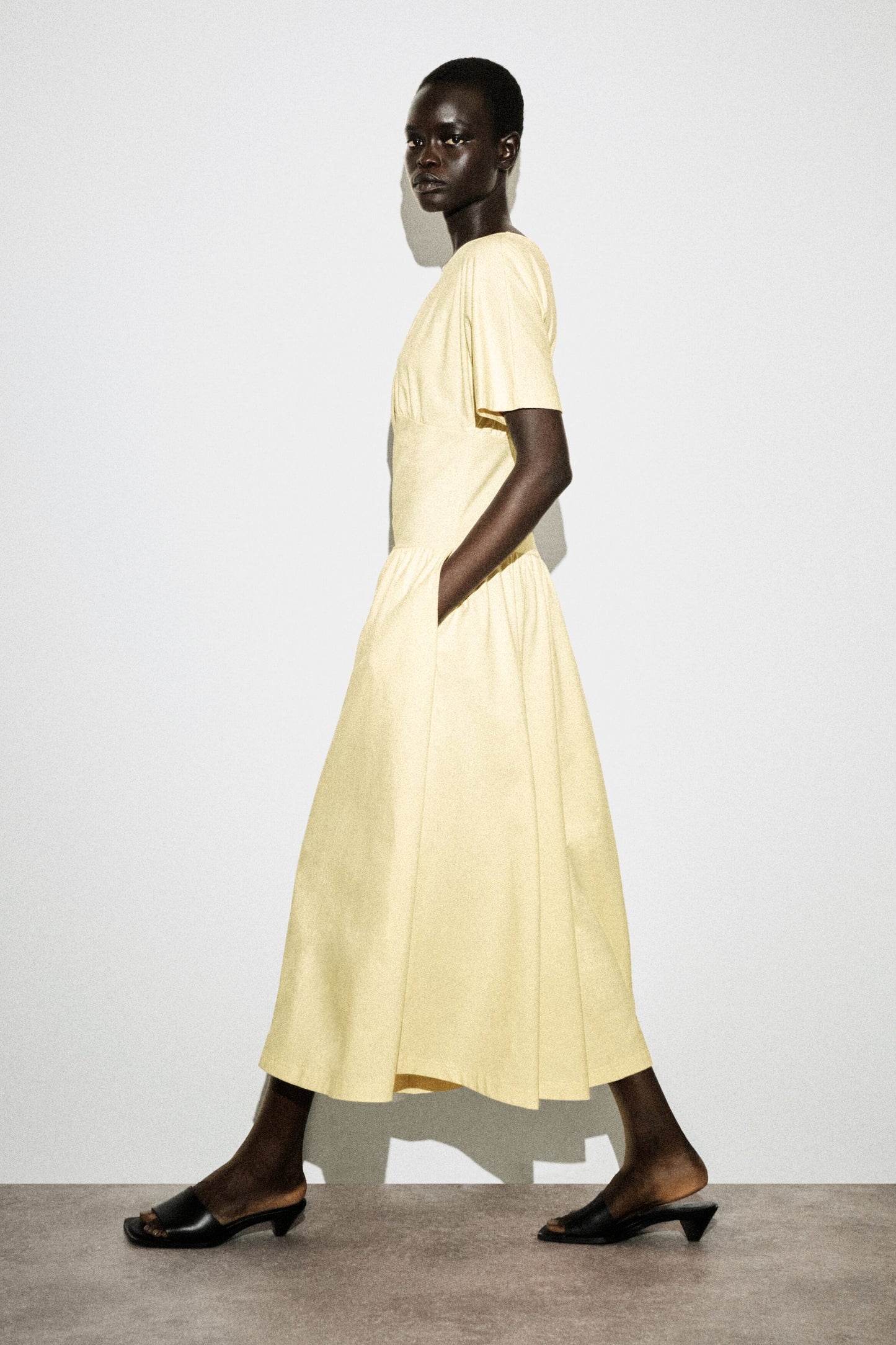Waisted Cotton Midi Dress