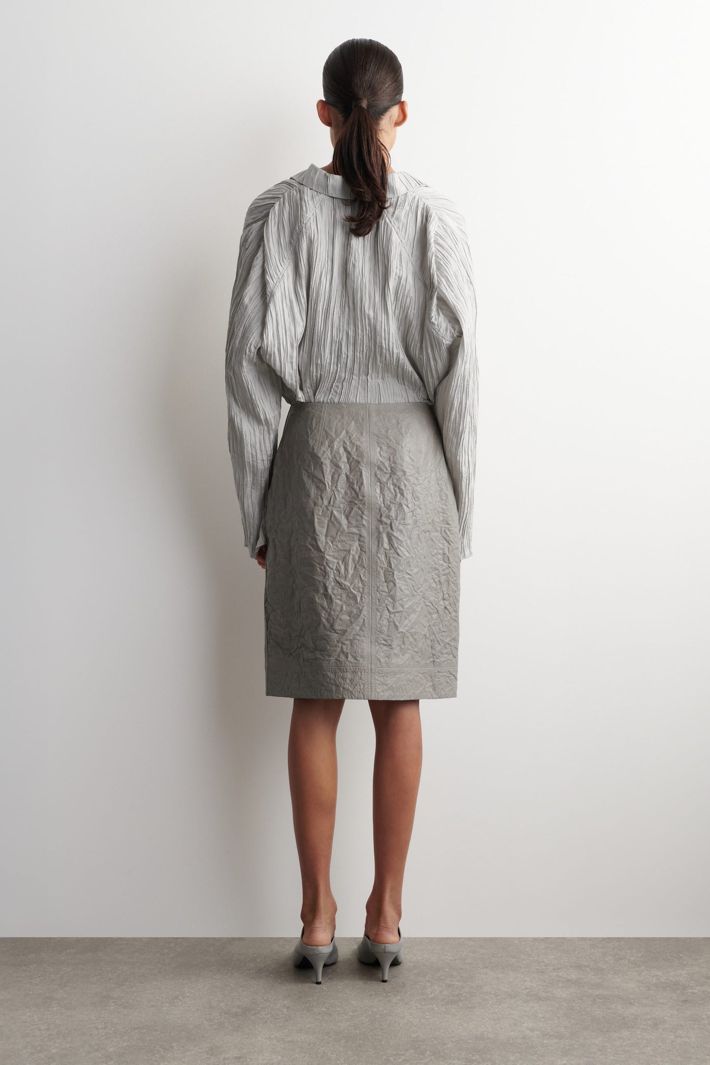 Textured-Leather Wrap Skirt