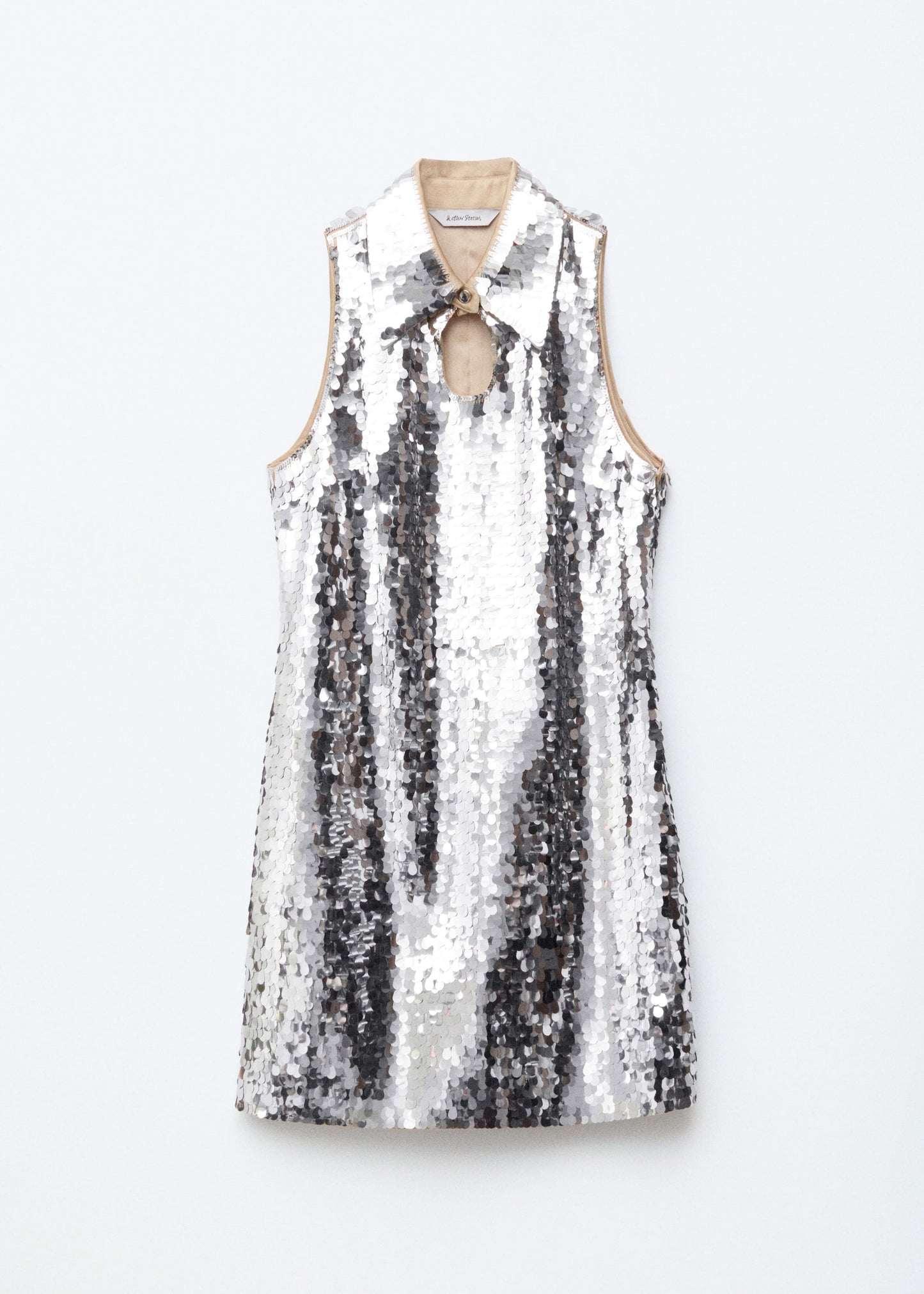 Keyhole-Collar Sequin Mini Dress
