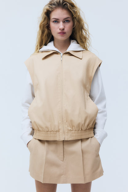 Collared cotton gilet