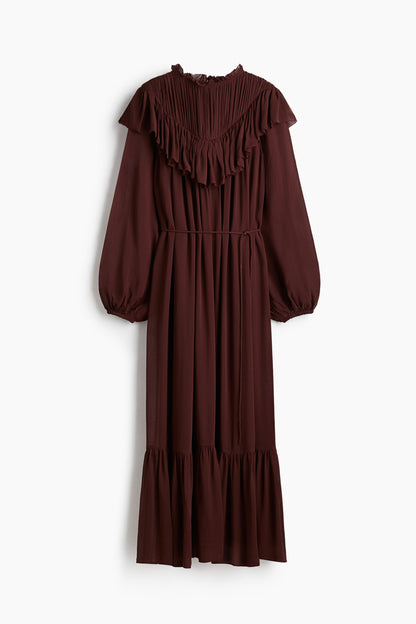 Frill-trimmed chiffon dress