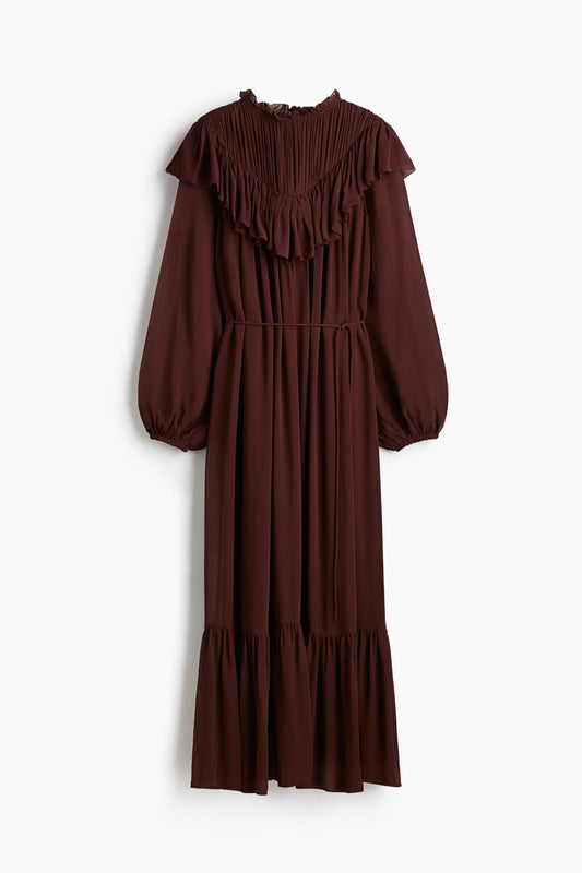 Frill-trimmed chiffon dress
