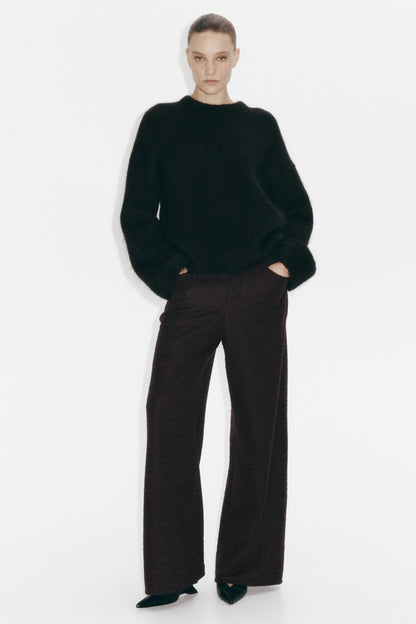 Wide bouclé trousers