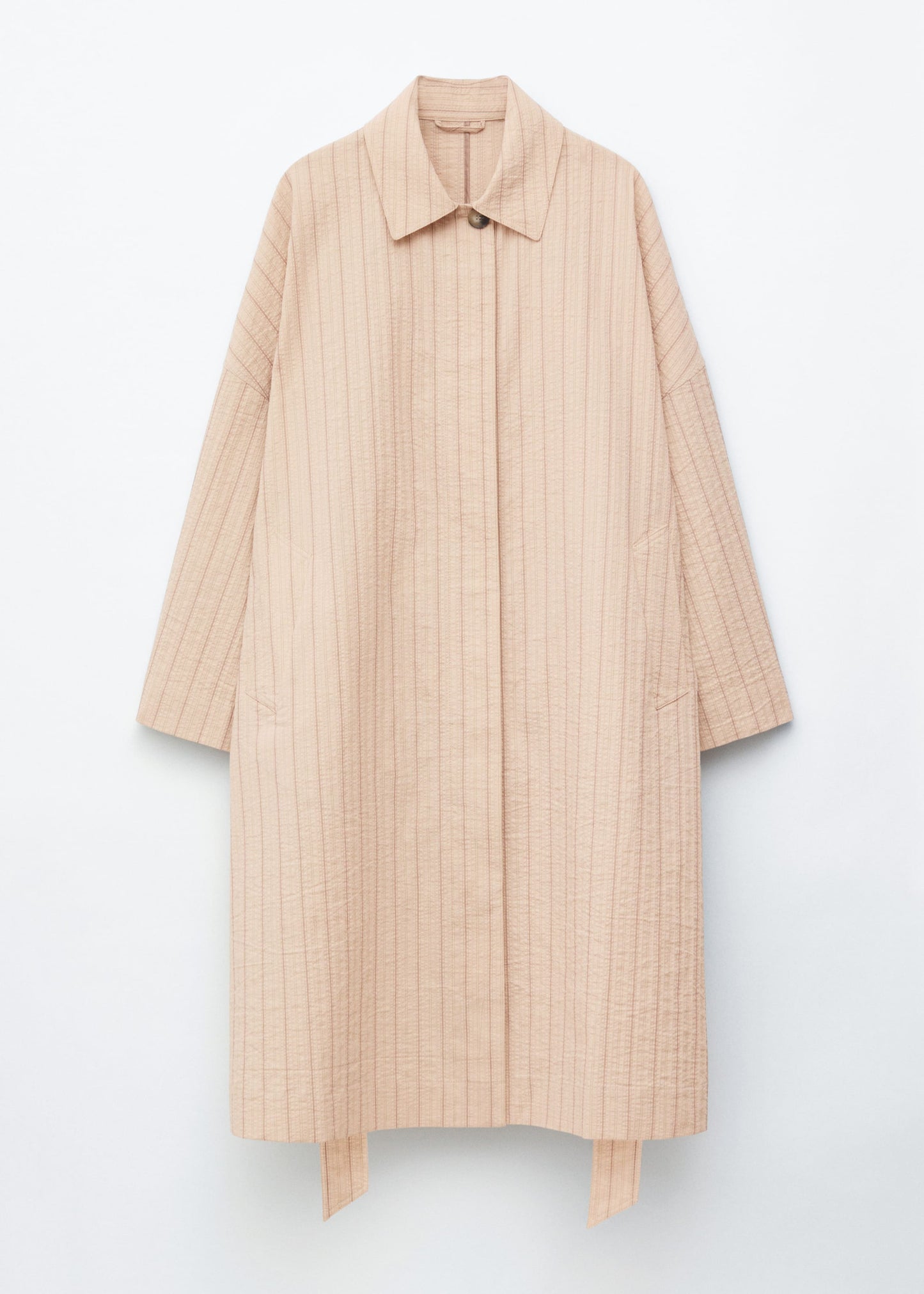 Oversized Pinstripe Trench Coat