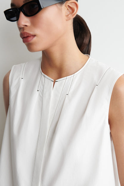 Pleated Sleeveless Top