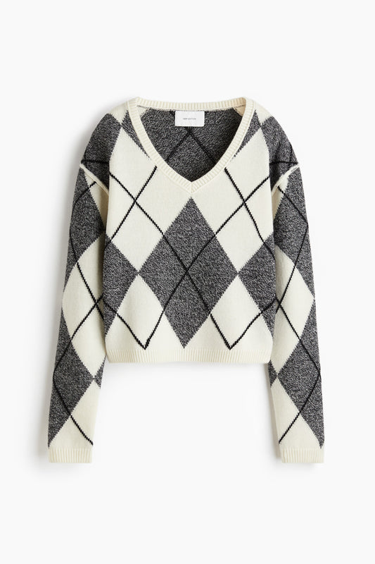 Jacquard-knit wool jumper