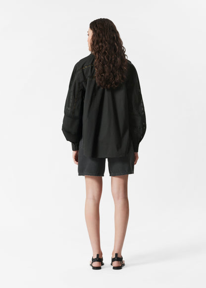 Voluminous Lace-trimmed Blouse