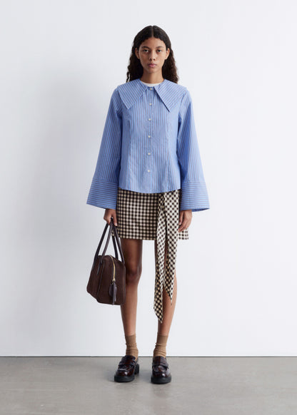 Oversized Collar Striped Shirt